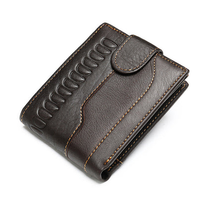 Men's Short Wallet Made of Genuine Cowhide Leather Retro Multifunctional Men's Card Bag Wallet 