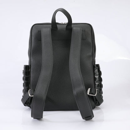 Crocodile bone skin and cowhide genuine leather men's backpack high quality business commuting casual outdoor travel computer bag 