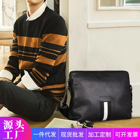 Men's Shoulder Bag Made of Genuine Cowhide Leather High Quality Casual Crossbody Bag 