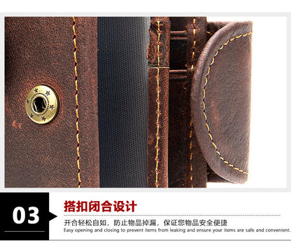 Men's short wallet, genuine cowhide leather, multi-functional coin purse, zipper, clasp, men's wallet 