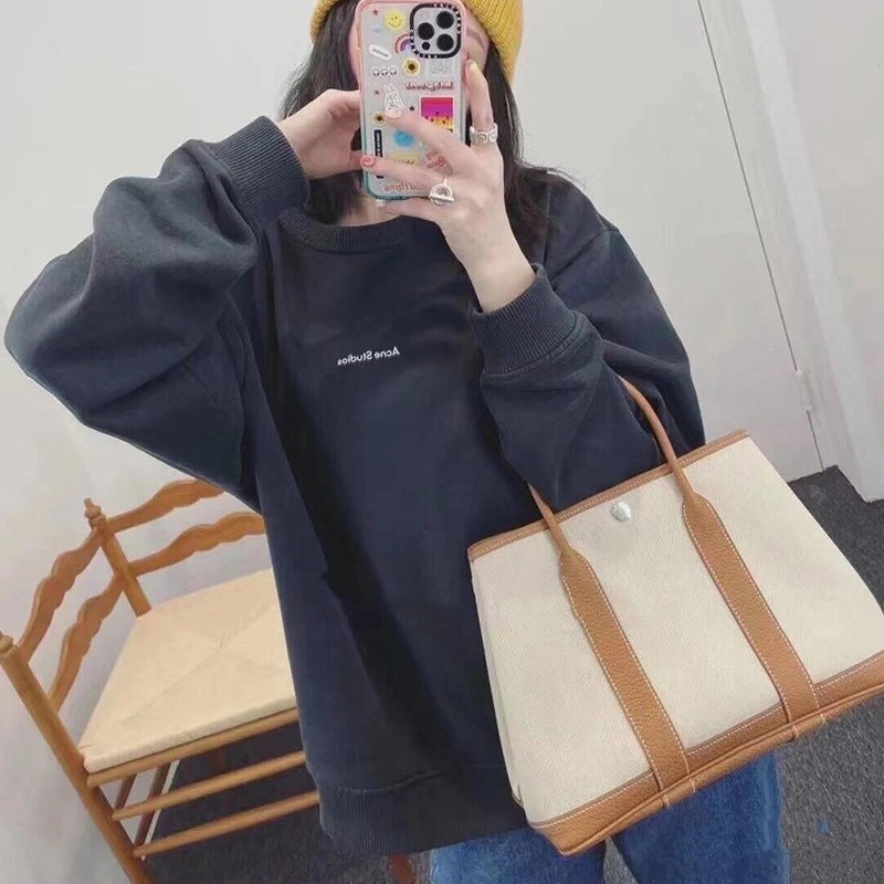Ladies clashing color handbag large capacity canvas bag tote bag fashion