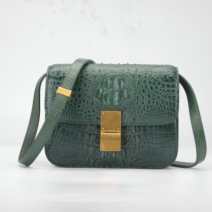 Siamese crocodile skin small square bag tofu bag shoulder bag ladies diagonal shoulder bag