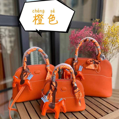 Women's Bag Cowhide Seashell Bag Stylish Handbag Zipper Large Capacity Shoulder Bag Casual Commuting