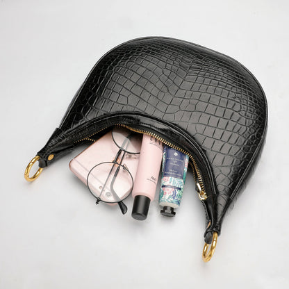 Siamese Crocodile Skin Women's Bag Genuine Leather Bag Shoulder Bag with Chain Armpit Bag Fashion Trend Crossbody Bag 