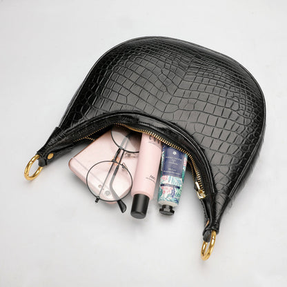 Siamese Crocodile Skin Women's Bag Genuine Leather Bag Shoulder Bag with Chain Armpit Bag Fashion Trend Crossbody Bag 