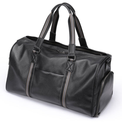 Men's travel bag Dry and wet separation cowhide genuine leather short distance business trip handbag handbag fitness travel bag large capacity men's luggage bag 