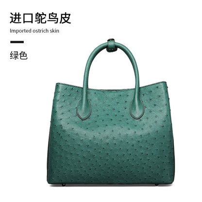 Ostrich leather women's bag genuine leather bag fashion trend large capacity leather tote bag