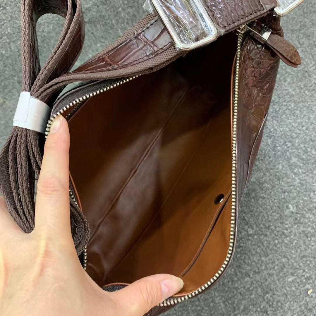 Men's Shoulder Bag Crocodile Belly Skin High Quality Casual Fashion Men's Crossbody Bag