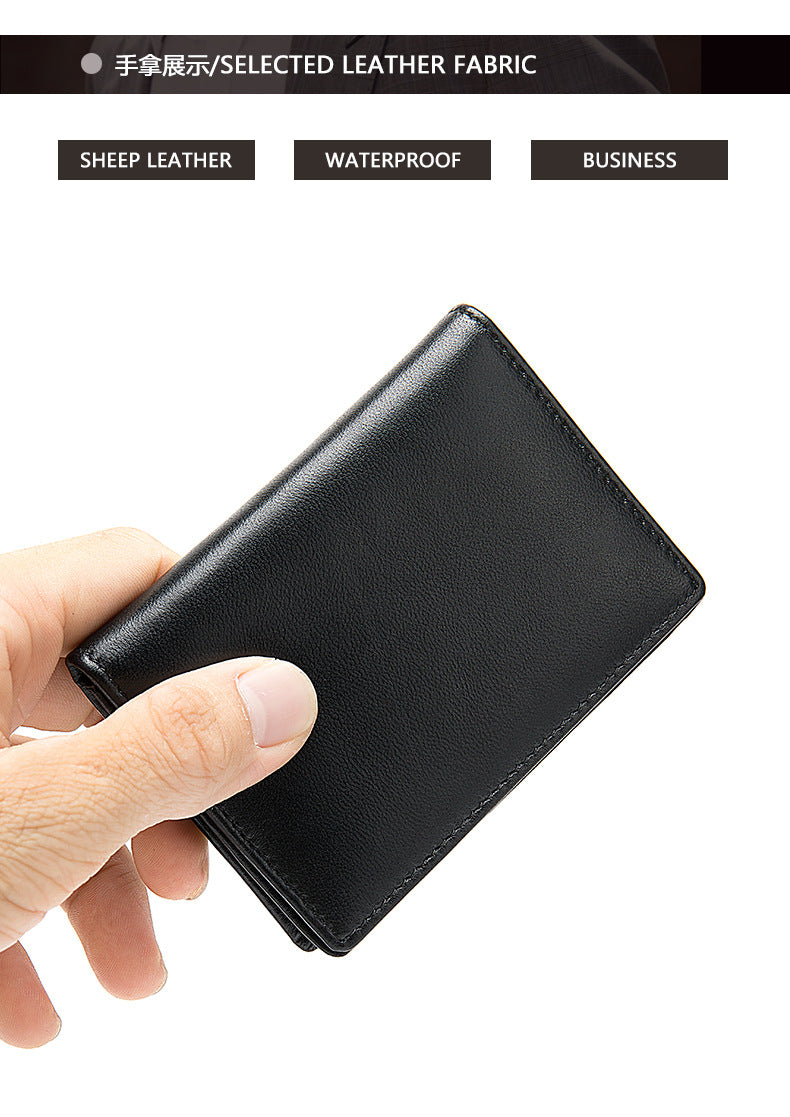 Men's short wallet sheepskin Korean fashion coin purse card holder multifunctional wallet for men 