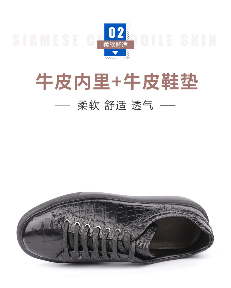 Crocodile Skin Genuine Leather Men's Sneakers Sports Casual Athletic Shoes Simple Fashion Wear-resistant Men's Shoes 