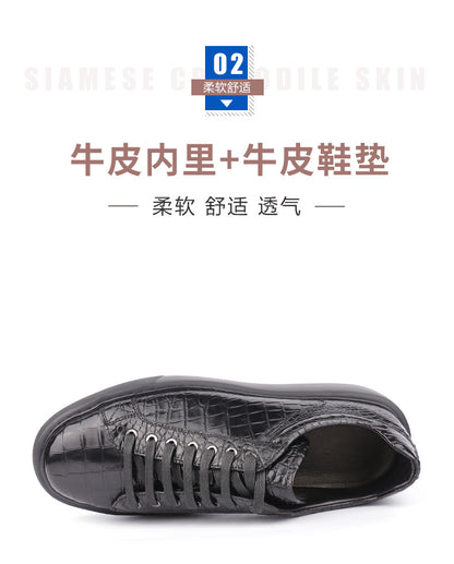 Crocodile Skin Genuine Leather Men's Sneakers Sports Casual Athletic Shoes Simple Fashion Wear-resistant Men's Shoes 