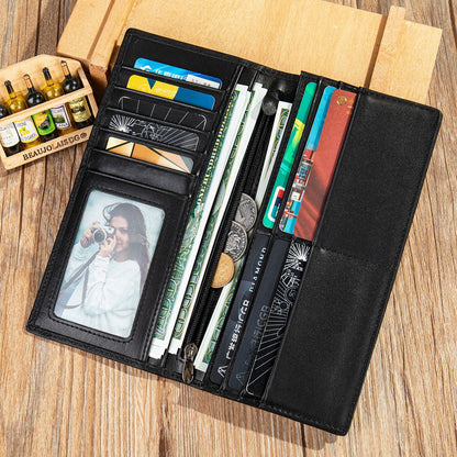 Men's long wallet, tanned leather, high quality coin purse, birthday gift, wallet for men 