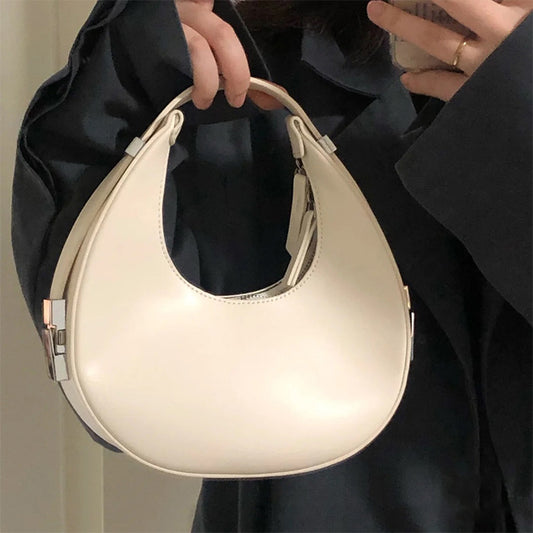 Genuine leather ladies bag half moon bag temperament cowhide mini armpit bag ladies handbag shoulder bag