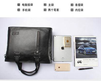 Men's Handbag Genuine Cowhide Leather Handbag Computer Bag Men's Business Briefcase 