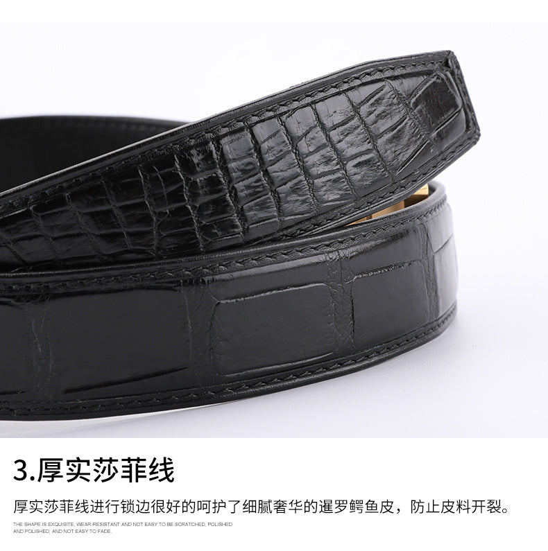 Siamese Crocodile Skin Men's Belt Automatic Buckle Business Casual Genuine Leather Belt 