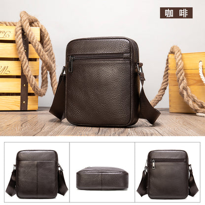 Men's shoulder bag Genuine cowhide leather business commuter lychee pattern crossbody bag for men 