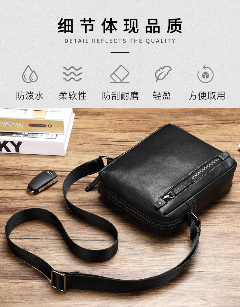 Men's Shoulder Bag Sports Bag Made of Genuine Cowhide Leather Casual Crossbody Bag for Men 