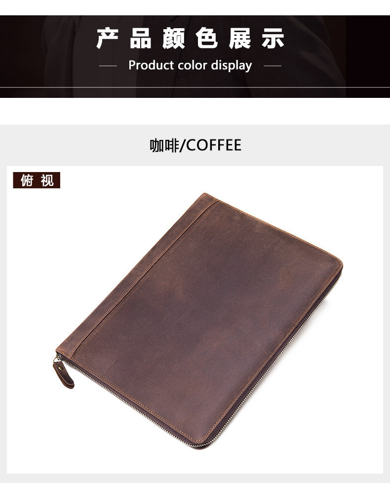 Men's Large Capacity Retro Crazy Horse Clutch Bag Long Wallet Card Holder Multifunctional Men's Handbag 