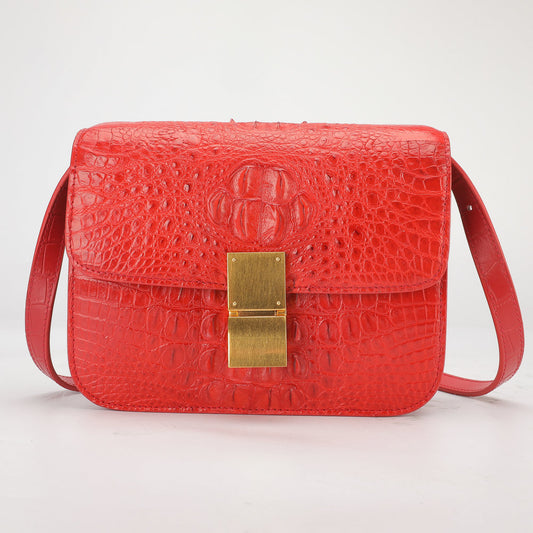 Siamese crocodile skin small square bag tofu bag shoulder bag ladies diagonal shoulder bag