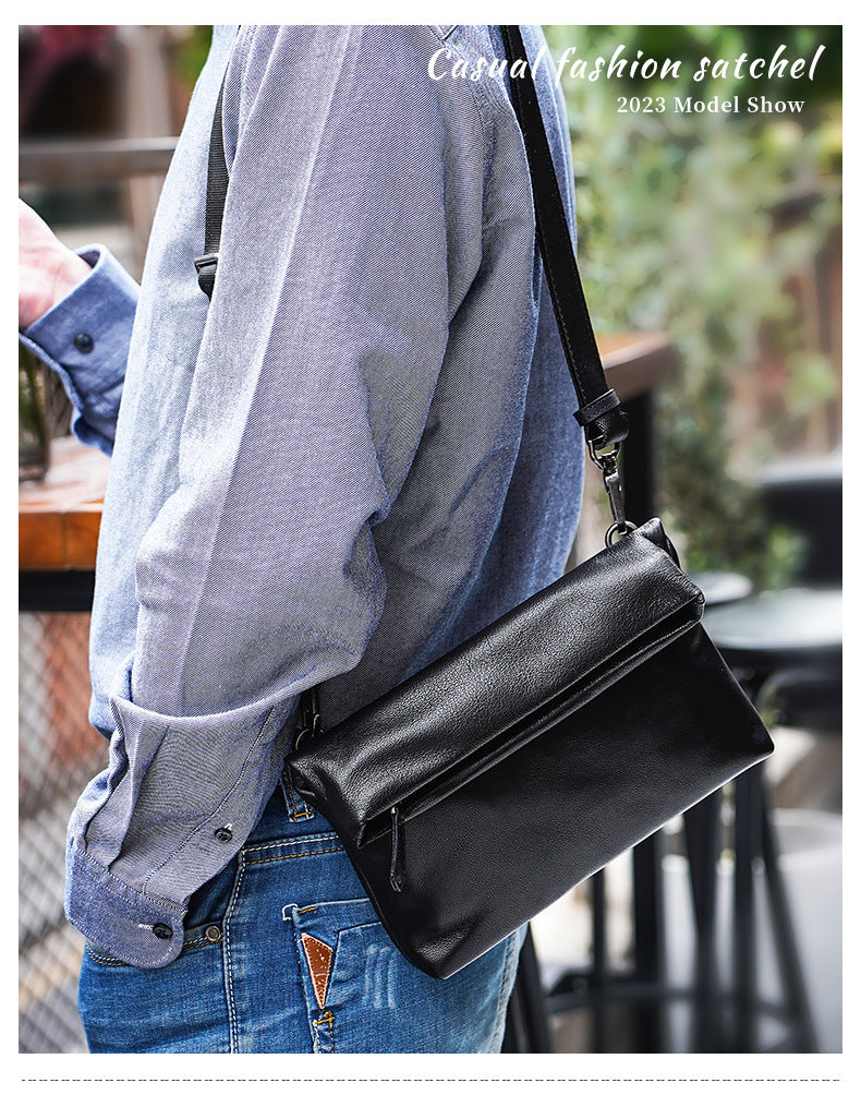 Men's Shoulder Bag Genuine Cowhide Leather Fashion Sports Crossbody Bag for Men 