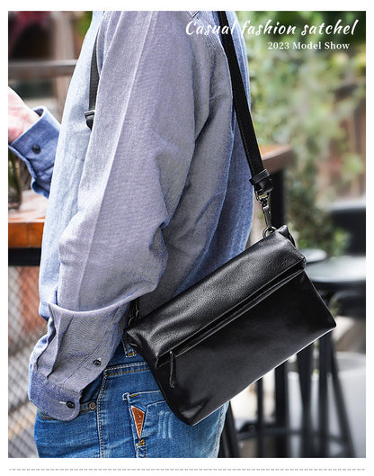 Men's Shoulder Bag Genuine Cowhide Leather Fashion Sports Crossbody Bag for Men 