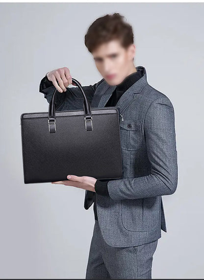 Men's handbag cowhide genuine leather computer bag large capacity business briefcase 