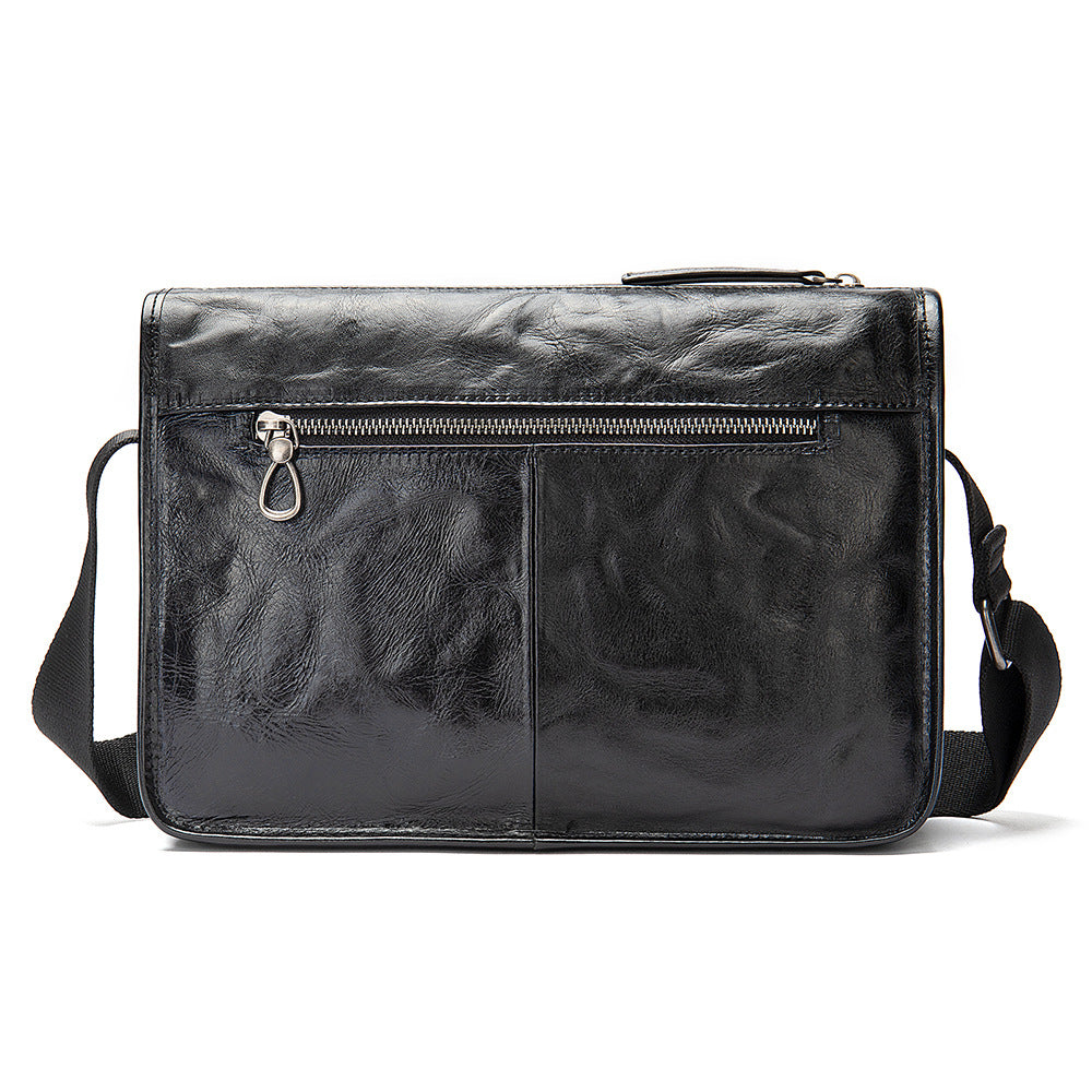 Men's Shoulder Bag Genuine Cowhide Leather Fashion Hand-held Crossbody Bag for Men 