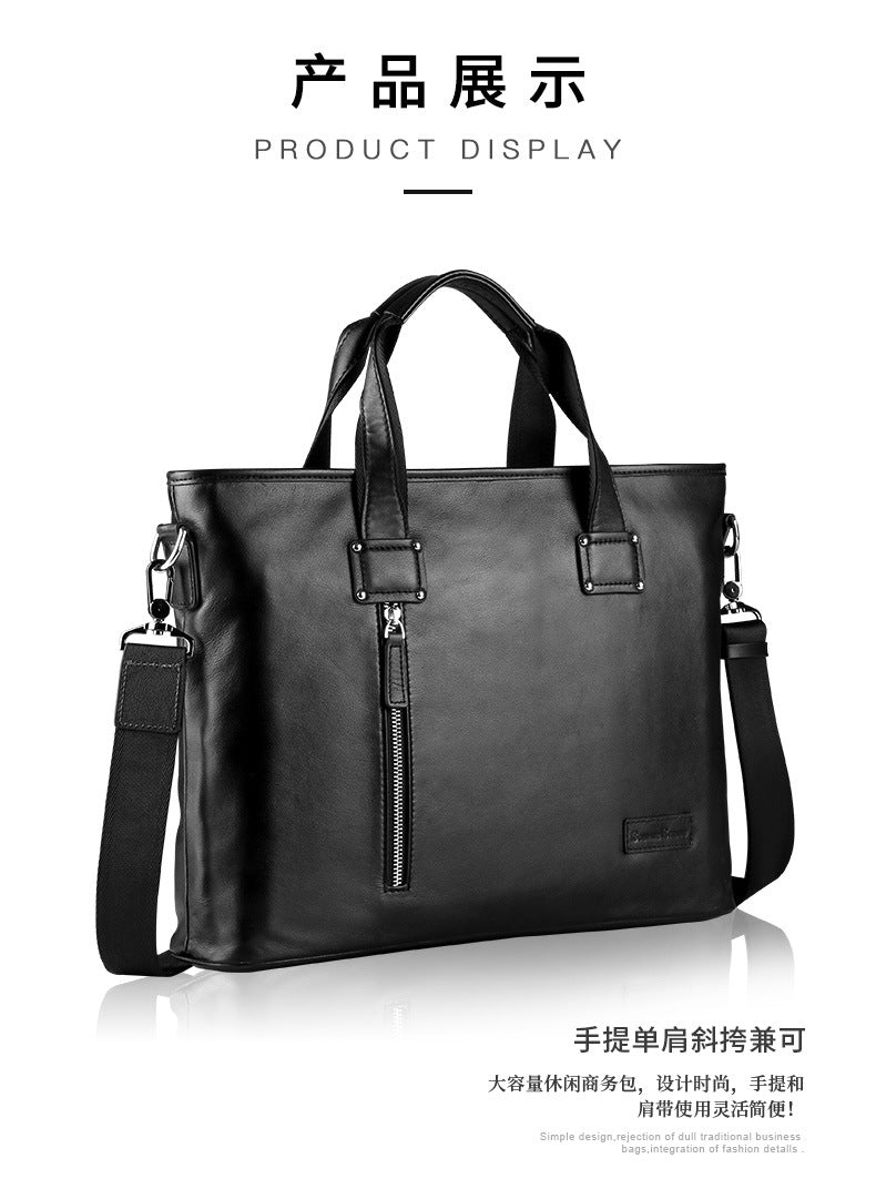 Men's Handbag Genuine Cowhide Leather Handbag Computer Bag Men's Business Briefcase 