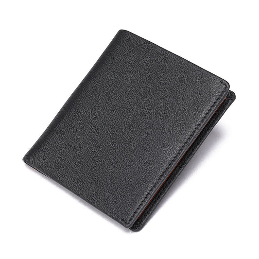 Men's short wallet genuine cowhide leather bi-fold retro card bag men's wallet 