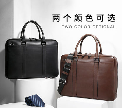 Men's briefcase business genuine cowhide leather casual simple crossbody shoulder bag handbag 