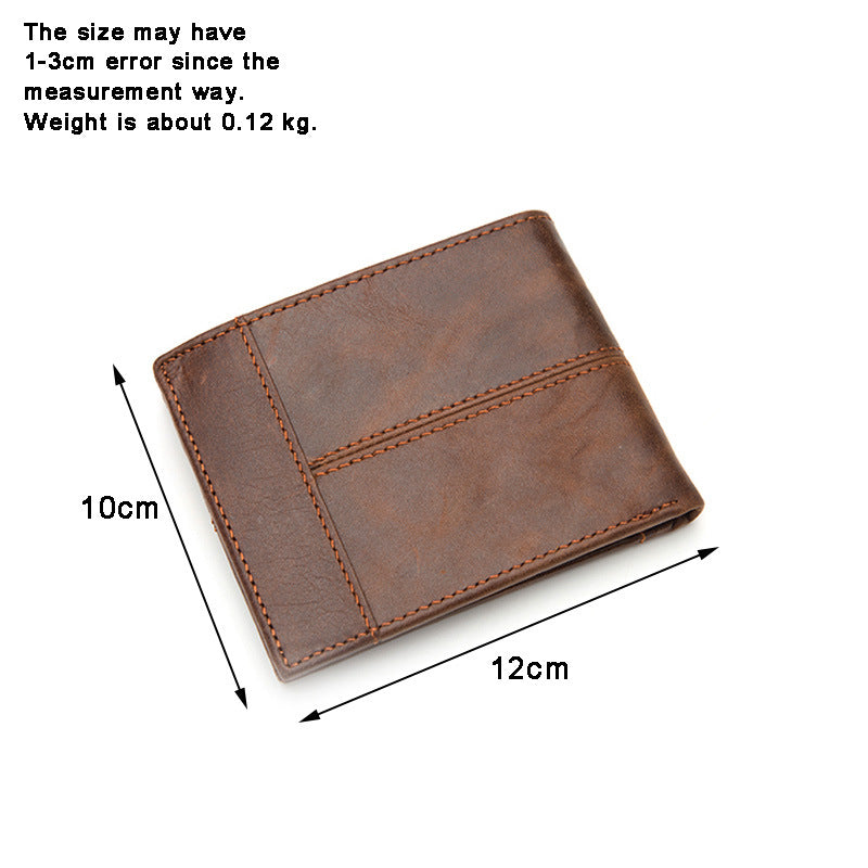 Men's short wallet cowhide thin rfid anti-theft business men's wallet 