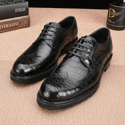 New Men's Leather Shoes Crocodile Belly Skin Genuine Leather Breathable Business Suit Shoes 