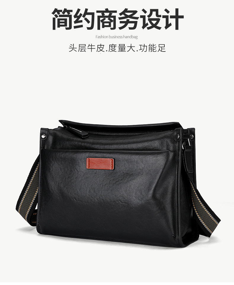 Men's Shoulder Bag Cowhide Genuine Leather Fashion Casual Commuting Crossbody Bag for Men 