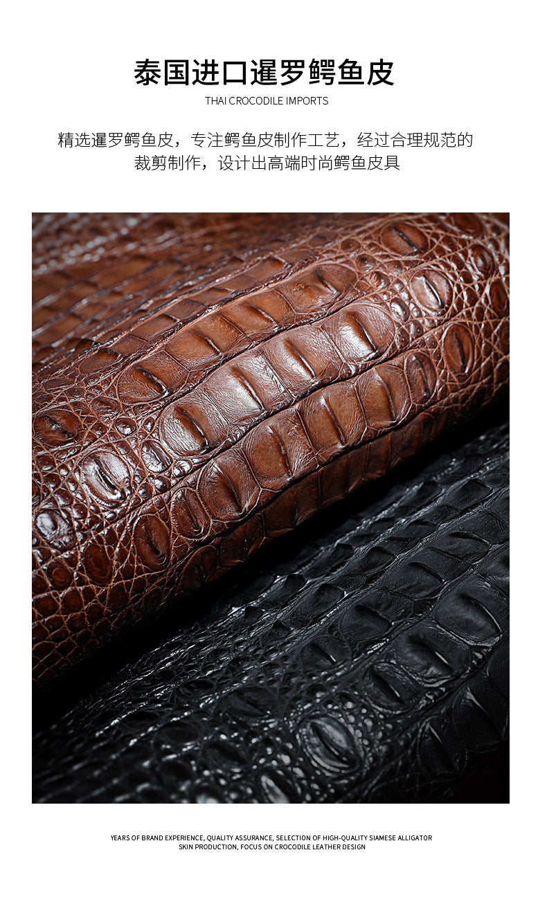 Siamese crocodile bone skin men's briefcase handbag anti-theft security lock genuine leather luxury business bag handbag 