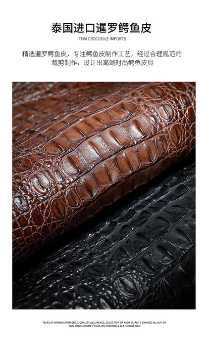 Siamese crocodile bone skin men's briefcase handbag anti-theft security lock genuine leather luxury business bag handbag 