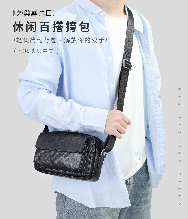 Men's Shoulder Bag Made of Genuine Cowhide Leather Casual Fashion Men's Crossbody Bag 