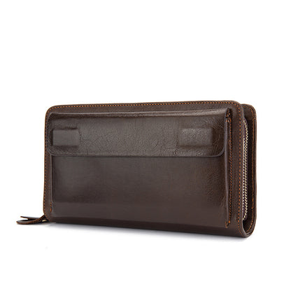 Men's Clutch Bag Genuine Cowhide Leather Wallet Card Holder Business Large Capacity Long Wallet Men's Handbag 