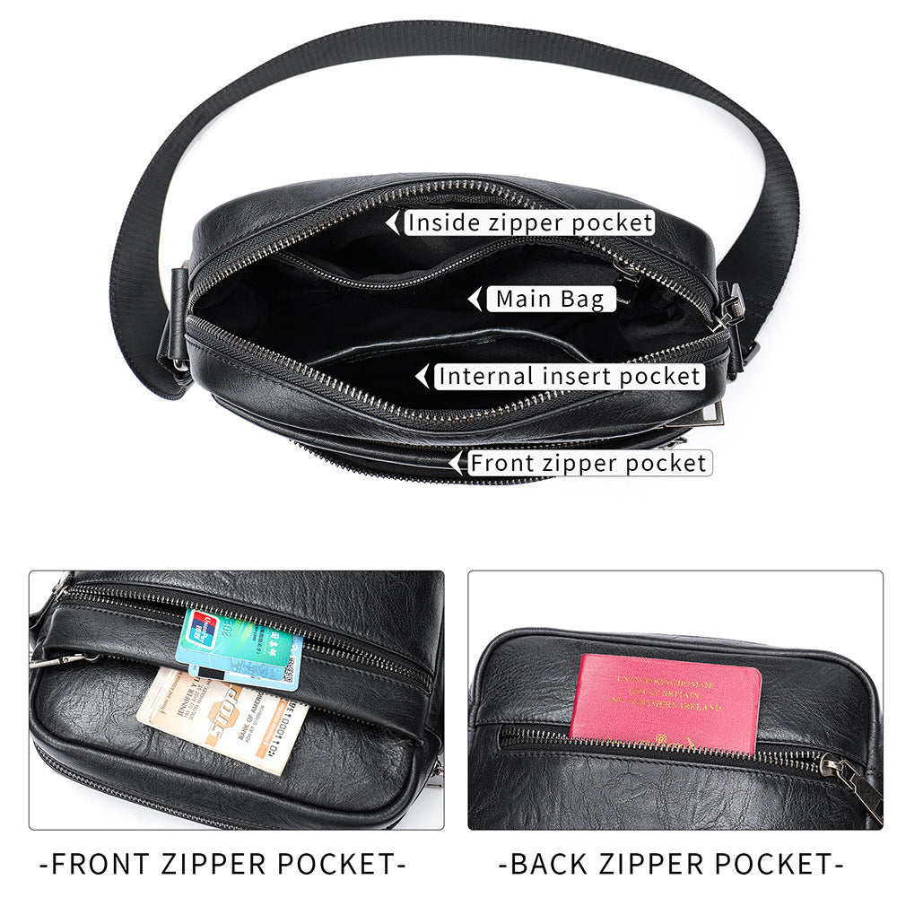 Men's shoulder bag, genuine cowhide leather, business commuting style, crossbody bag for men 