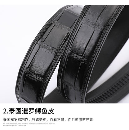 Siamese Crocodile Skin Men's Belt Automatic Buckle Business Casual Genuine Leather Belt 