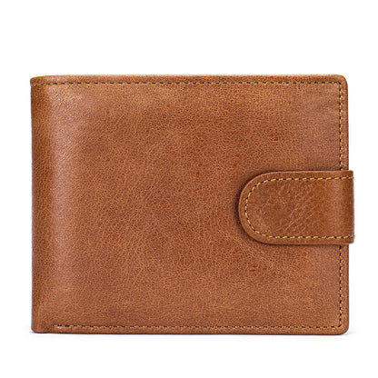 Men's short wallet cowhide RFID card holder business large capacity clutch bag retro wallet 