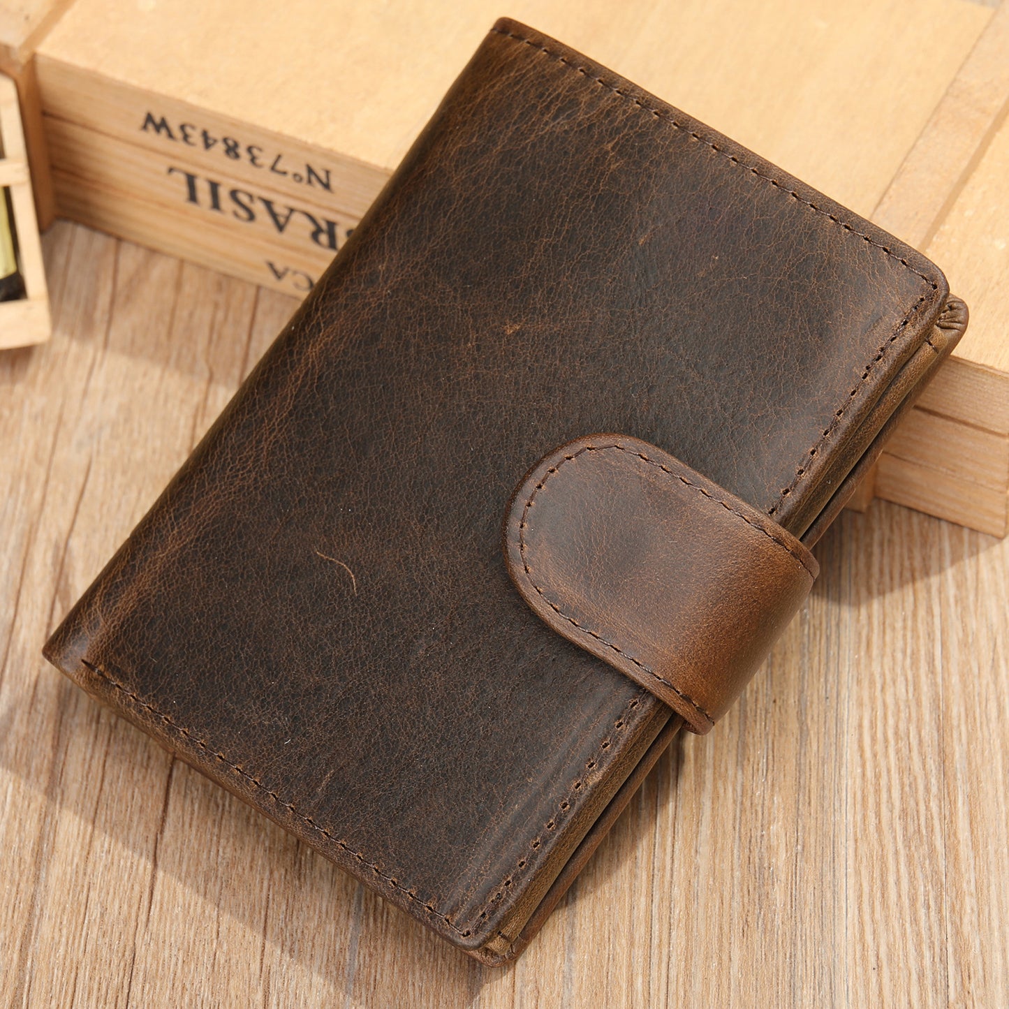 Men's short wallet cowhide genuine leather retro clutch bag card bag men's wallet 