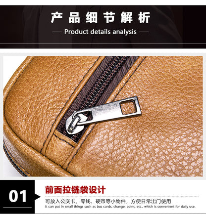 Men's shoulder bag Genuine cowhide leather business commuter lychee pattern crossbody bag for men 