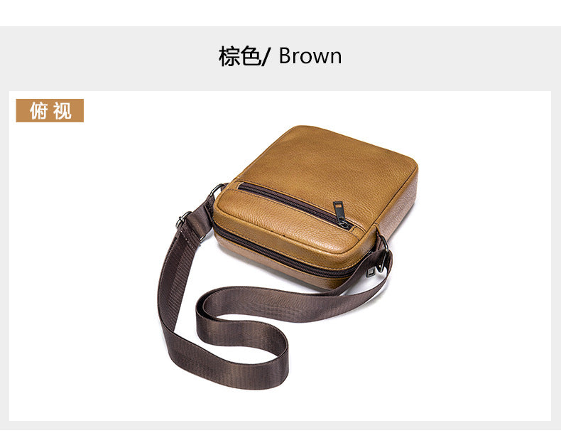 Men's shoulder bag Genuine cowhide leather business commuter lychee pattern crossbody bag for men 