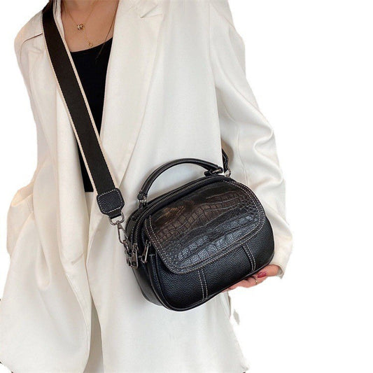 Genuine Leather Women's Shoulder Bag Cowhide Shoulder Bag Women's Bag Stylish Crossbody Bag 