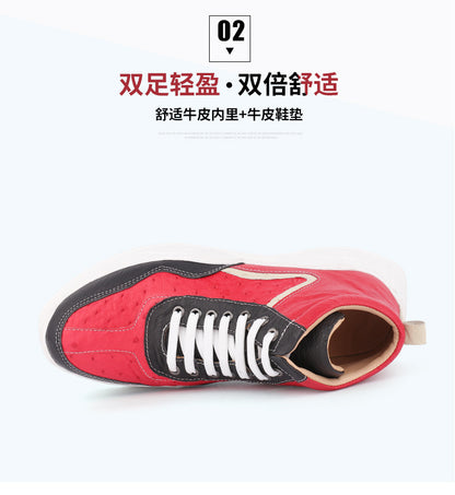 Men's Ostrich Skin Genuine Leather Casual Shoes Men's Short Boots 