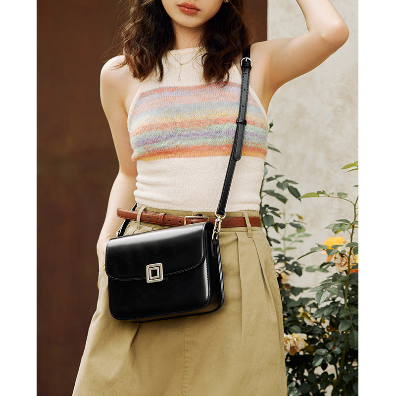 Women's armpit bag cowhide shoulder bag fashionable genuine leather luxury square bag
