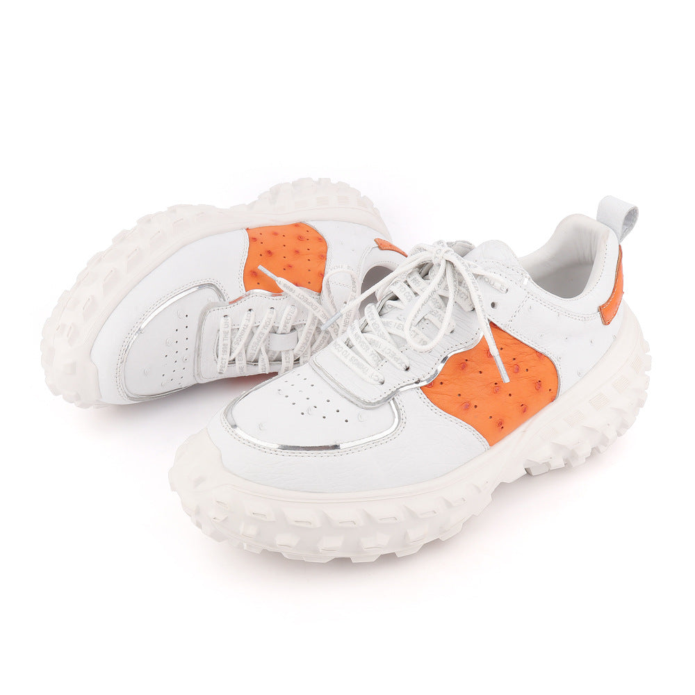 Ostrich skin genuine leather men's sneakers fashion wear-resistant men's shoes 