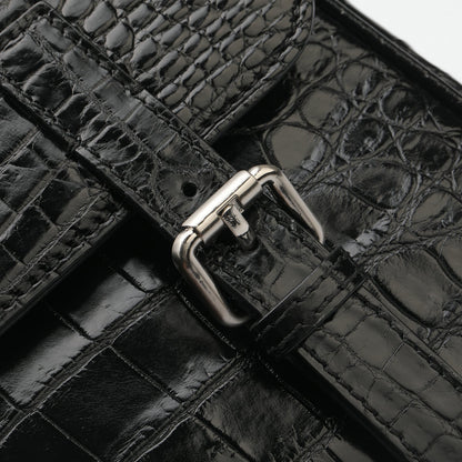 Siamese Crocodile Belly Skin Genuine Leather Cambridge Bag Men's Simple Commuting Casual Crossbody Shoulder Bag 