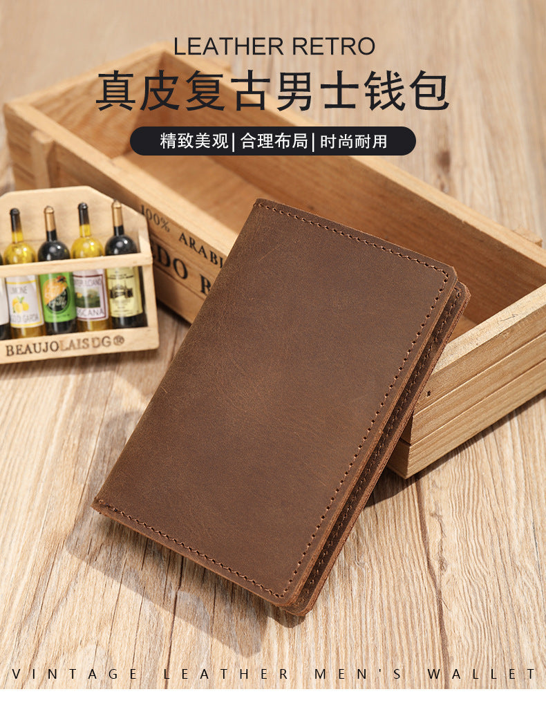 Men's short wallet cowhide retro card holder men's wallet 