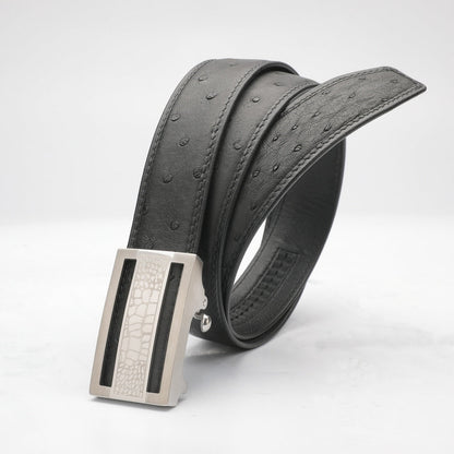 Ostrich leather genuine leather men's belt automatic buckle casual width 3.4cm men belt gift present